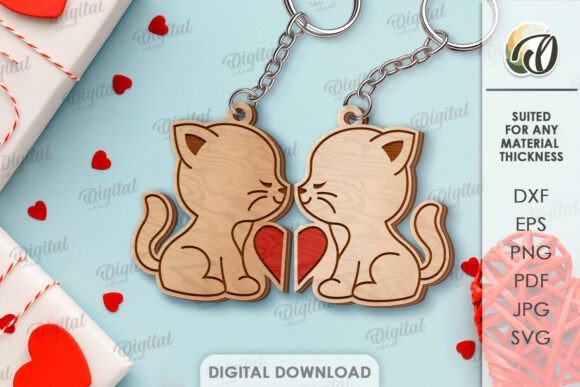 Double Valentines Day Keychain Lasercut 137890220 Creativo Digital